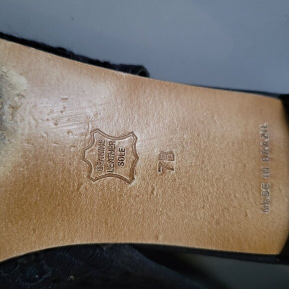 Talbots Blue Lace Slingback Pointed Flats Size 7B Genuine Leather Sole - Picture 4 of 5